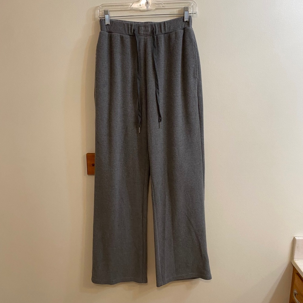 COMFRT Waffle Lounge Pants Heather Gray Wide Leg Drawstring Women's Size Medium